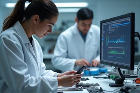 Technicians working in a mobile repair lab