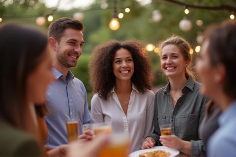 Team members at a company social event