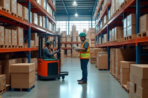 Warehouse team managing inventory